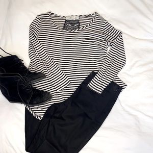Boutique B/W Striped Top with Back Accent